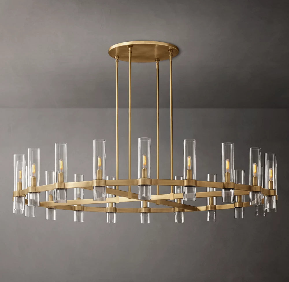 Mouthblown Glass Round Gallery Chandelier