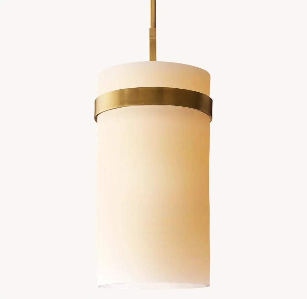 Mouthblown Milk Glass Column Pendant