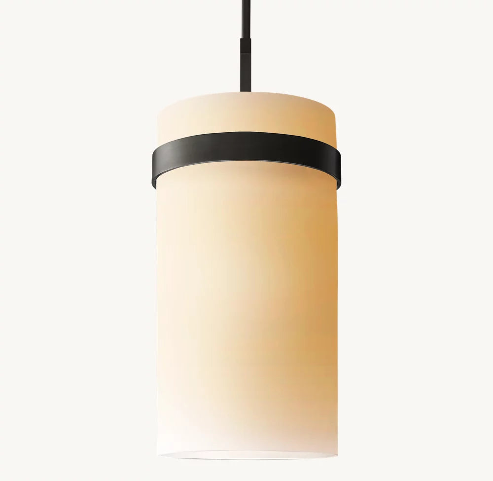 Mouthblown Milk Glass Column Pendant