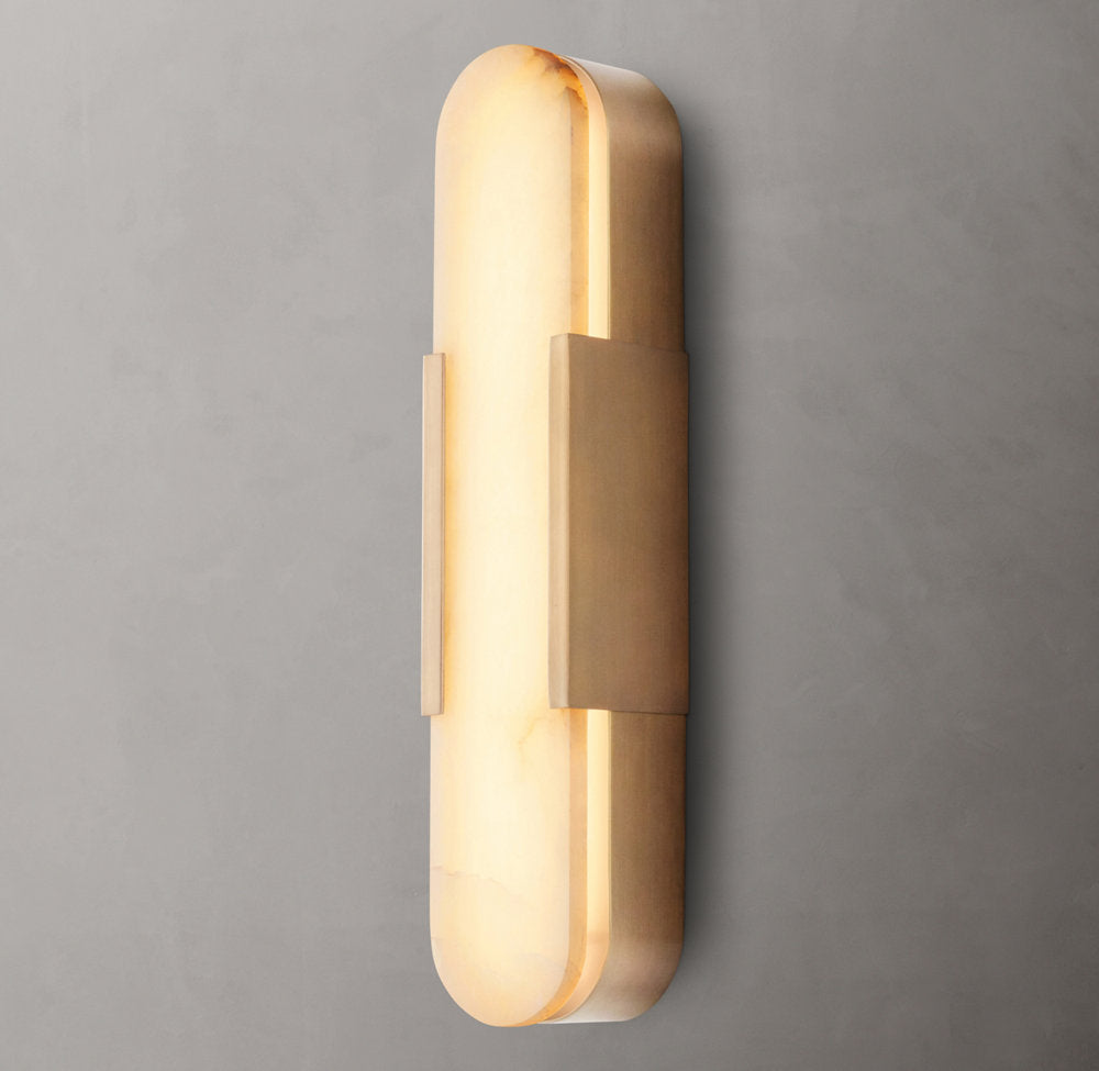 Natural Alabaster Brass Linear Sconce