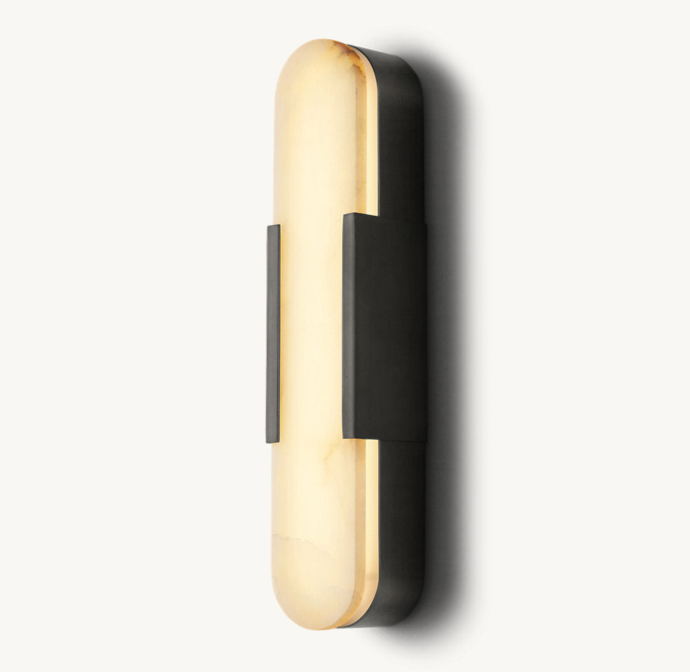 Natural Alabaster Brass Linear Sconce