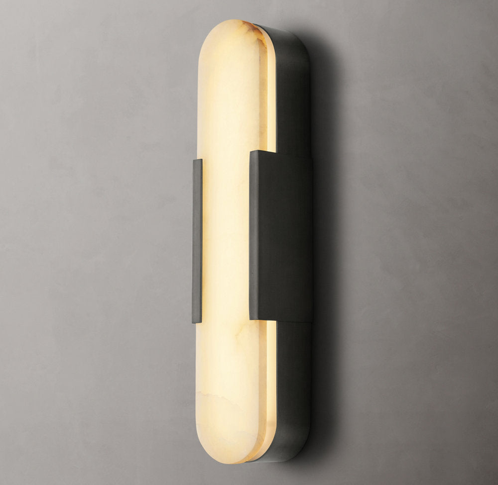 Natural Alabaster Brass Linear Sconce