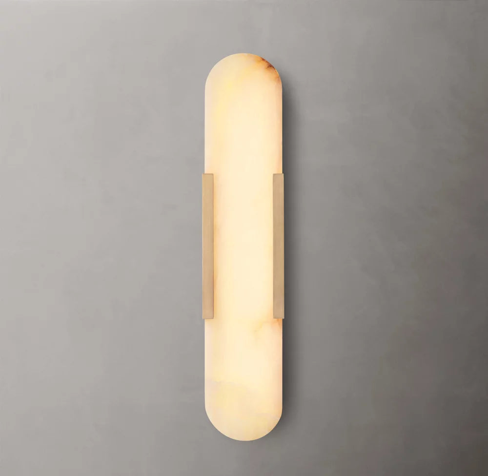 Natural Alabaster Brass Linear Sconce