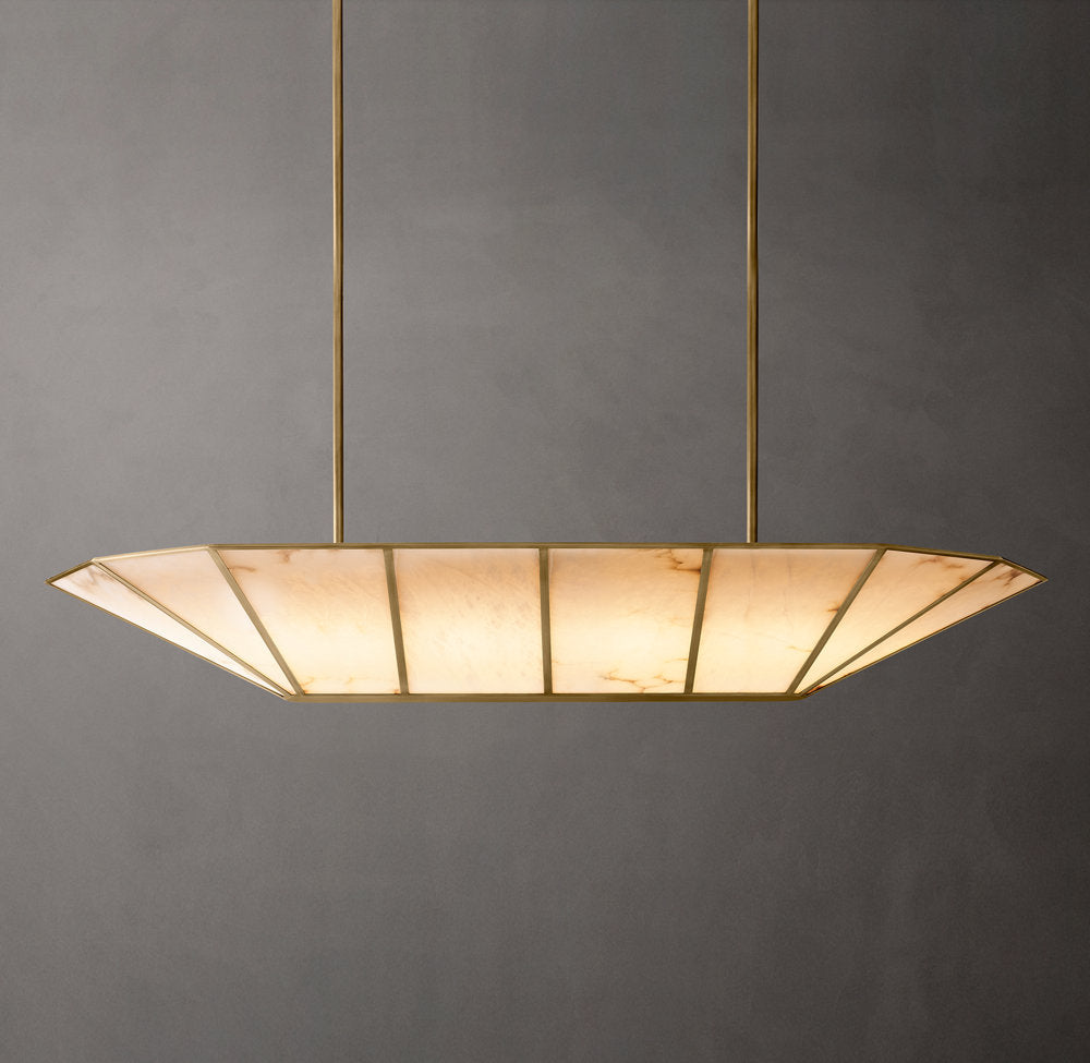 Natural Alabaster Gallery Beam Chandelier