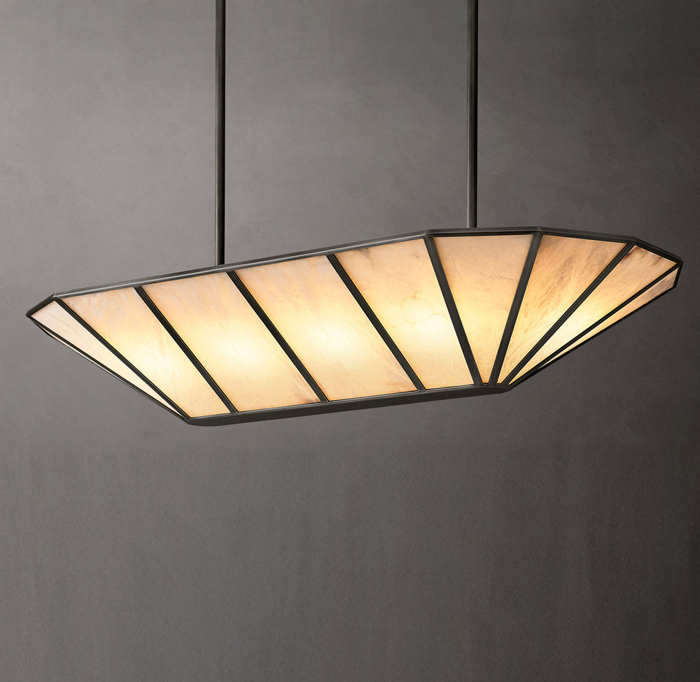 Natural Alabaster Gallery Beam Chandelier