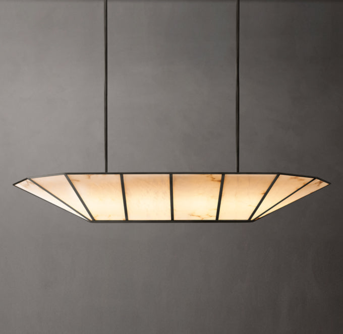Natural Alabaster Gallery Beam Chandelier