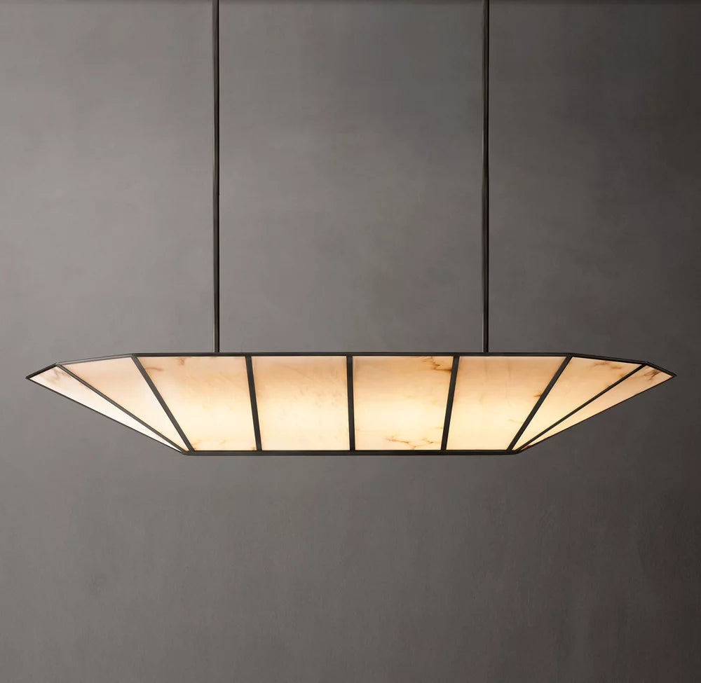 Natural Alabaster Gallery Beam Chandelier