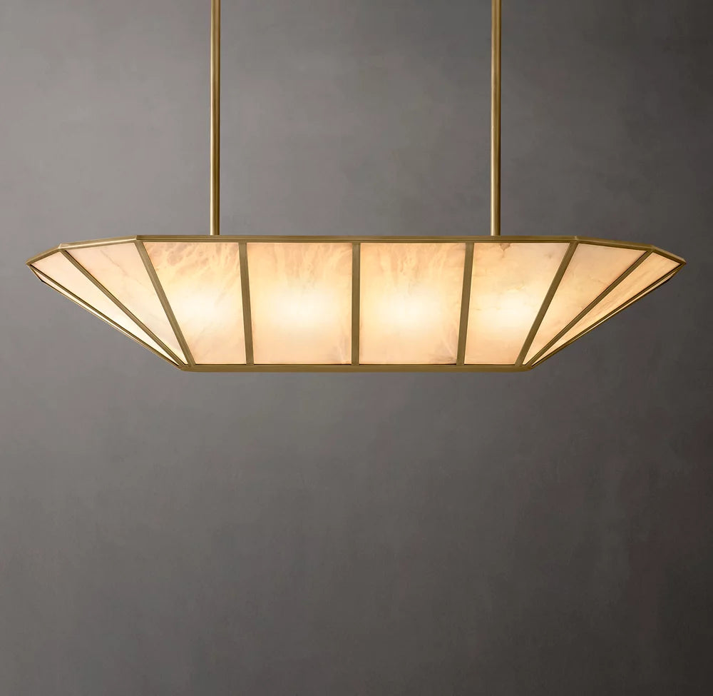 Natural Alabaster Gallery Beam Chandelier