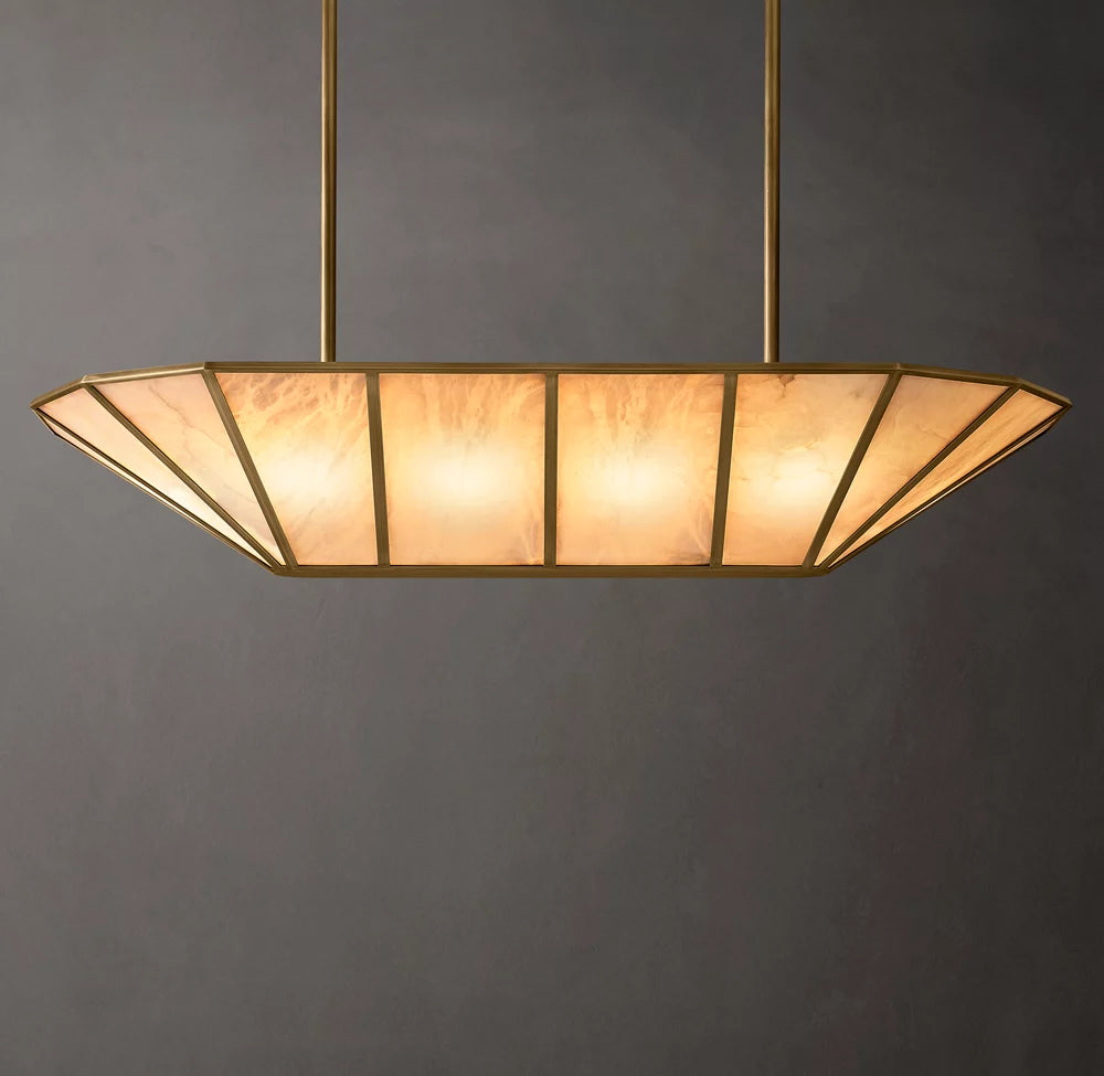 Natural Alabaster Gallery Beam Chandelier