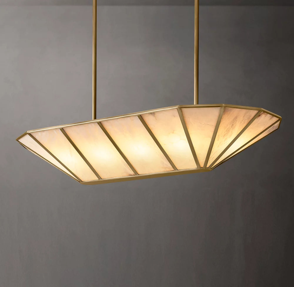 Natural Alabaster Gallery Beam Chandelier