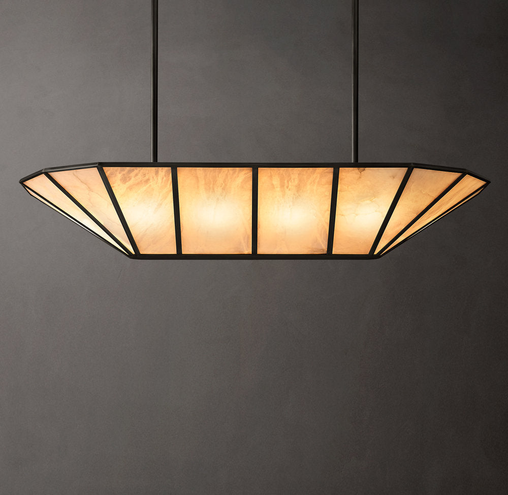 Natural Alabaster Gallery Beam Chandelier