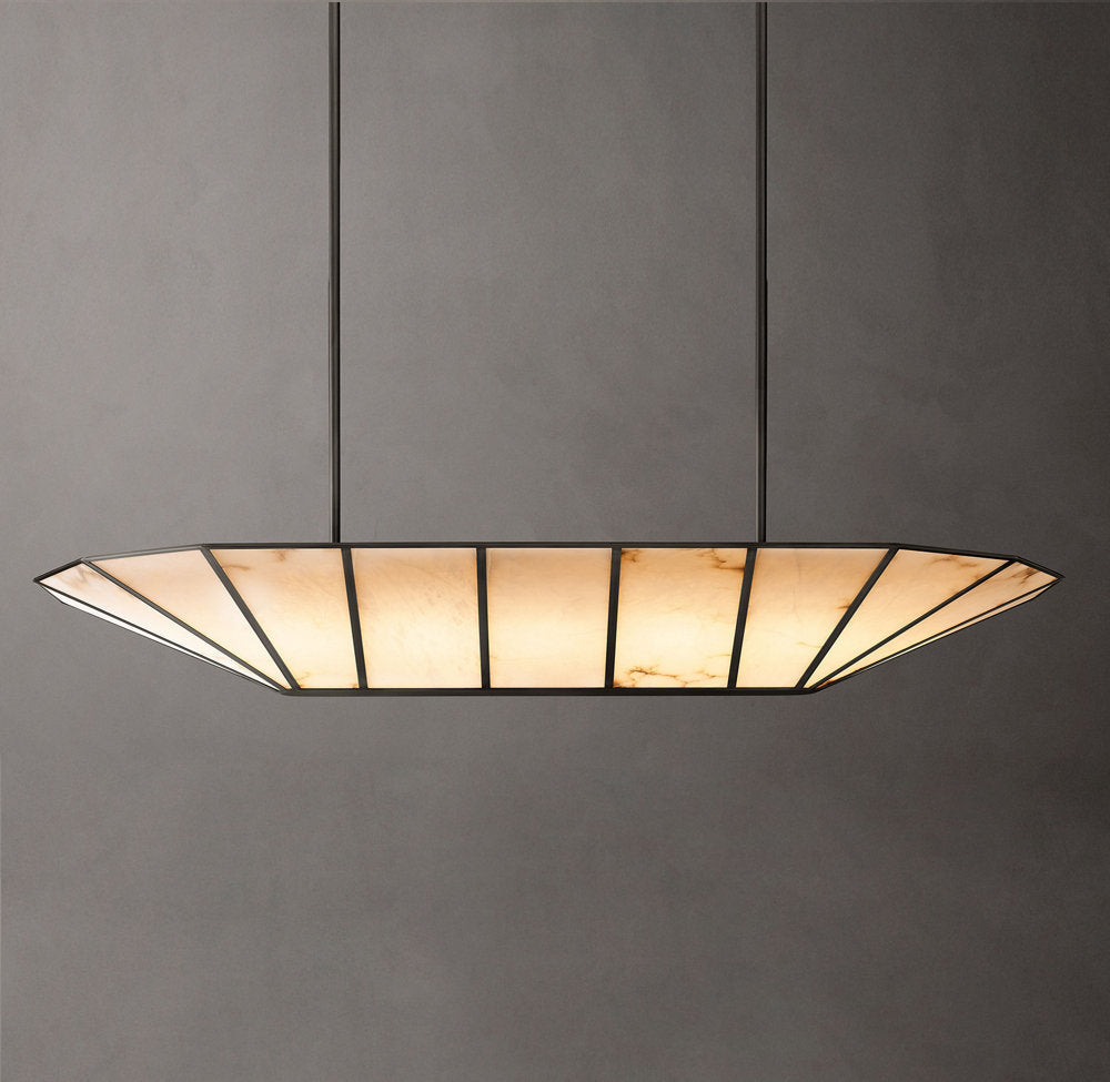 Natural Alabaster Gallery Beam Chandelier