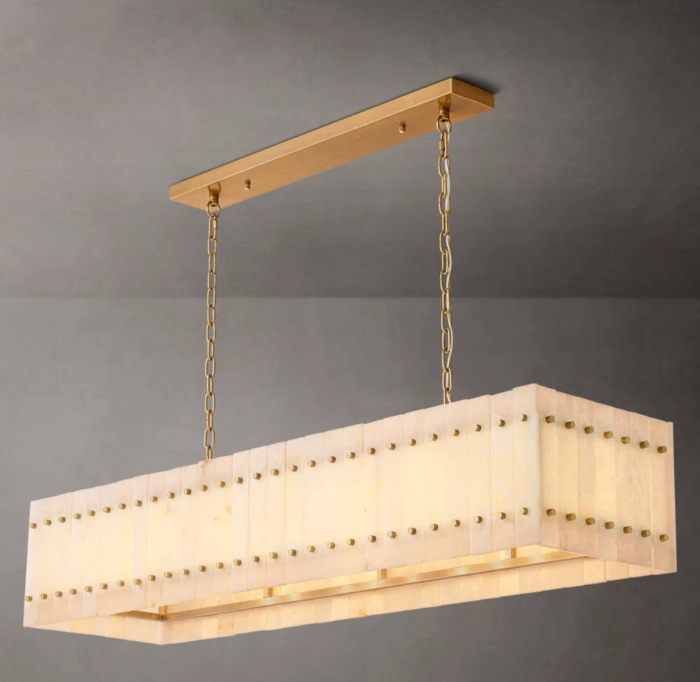 Natural Alabaster Panel Island Chandelier