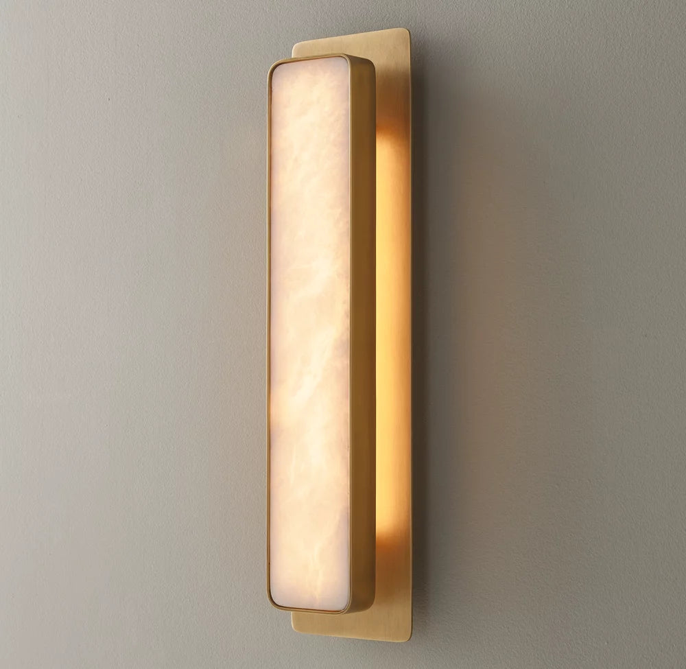 Natural Alabaster Vertical LED Sconce