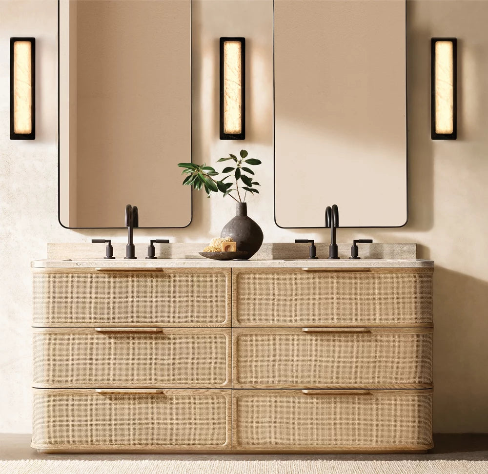Natural Alabaster Vertical LED Sconce
