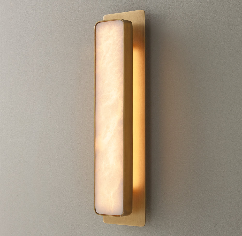 Natural Alabaster Vertical LED Sconce