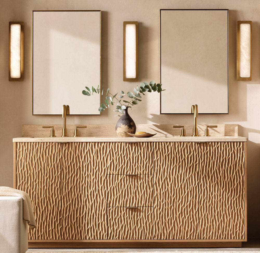 Natural Alabaster Vertical LED Sconce