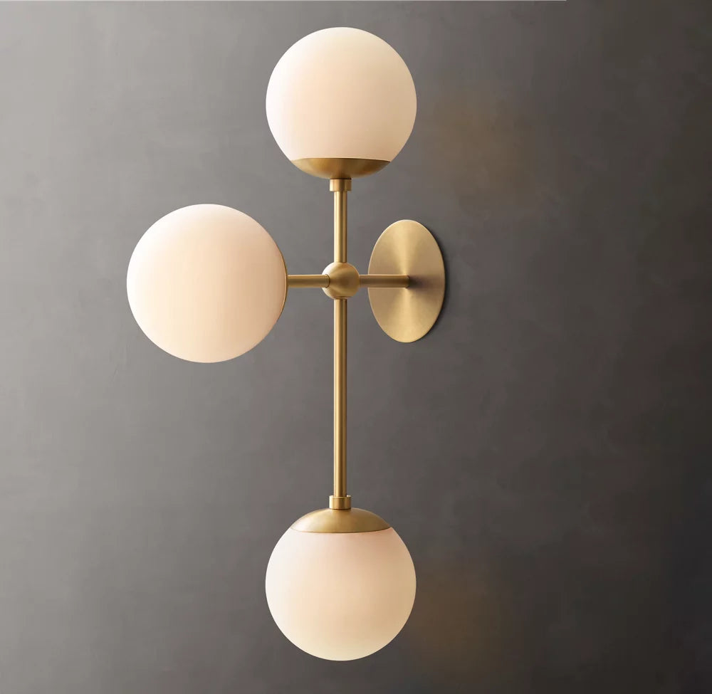 Opal Globe Triple Arc Sconce