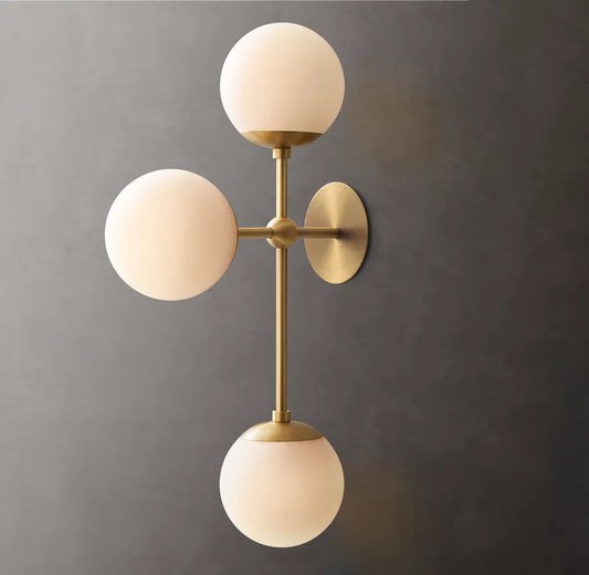 Opal Globe Triple Arc Sconce