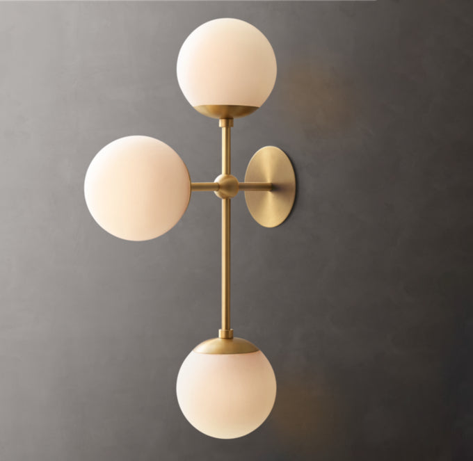Opal Globe Triple Arc Sconce