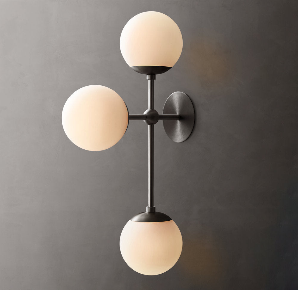 Opal Globe Triple Arc Sconce