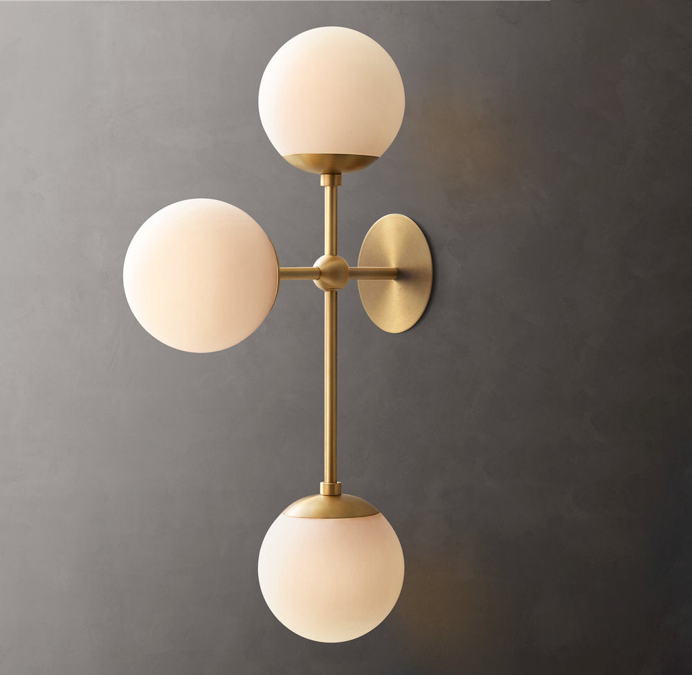 Opal Globe Triple Arc Sconce
