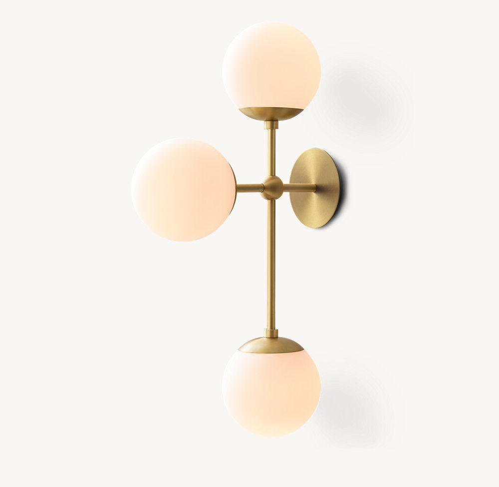 Opal Globe Triple Arc Sconce