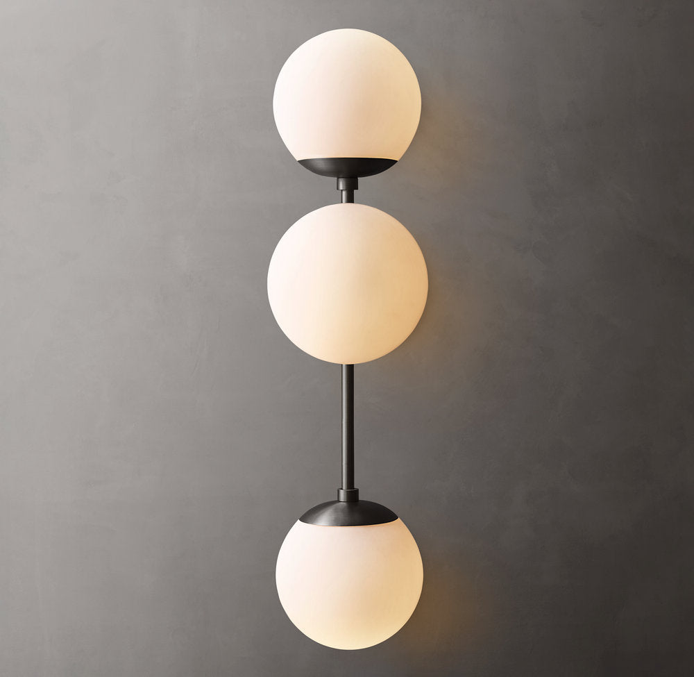 Opal Globe Triple Arc Sconce