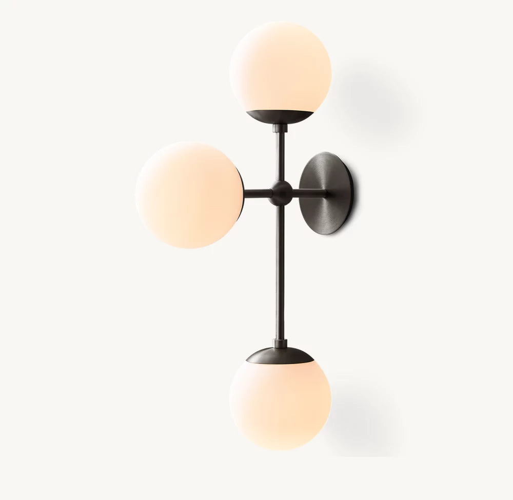 Opal Globe Triple Arc Sconce
