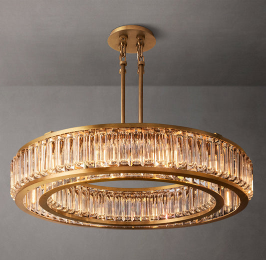 Optical Crystal Brass Disc Chandelier