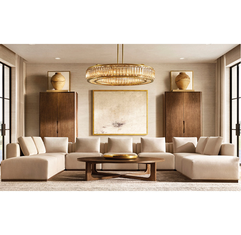Optical Crystal Brass Disc Chandelier
