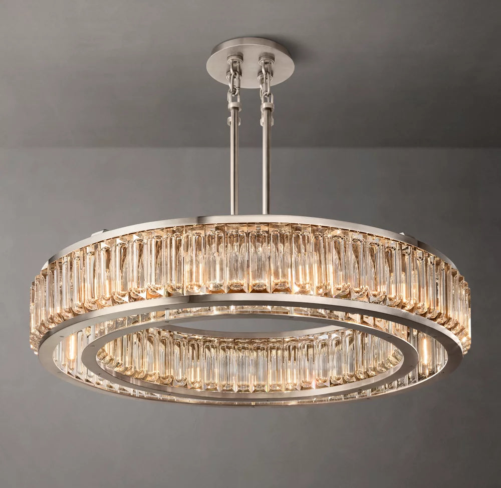Optical Crystal Brass Disc Chandelier