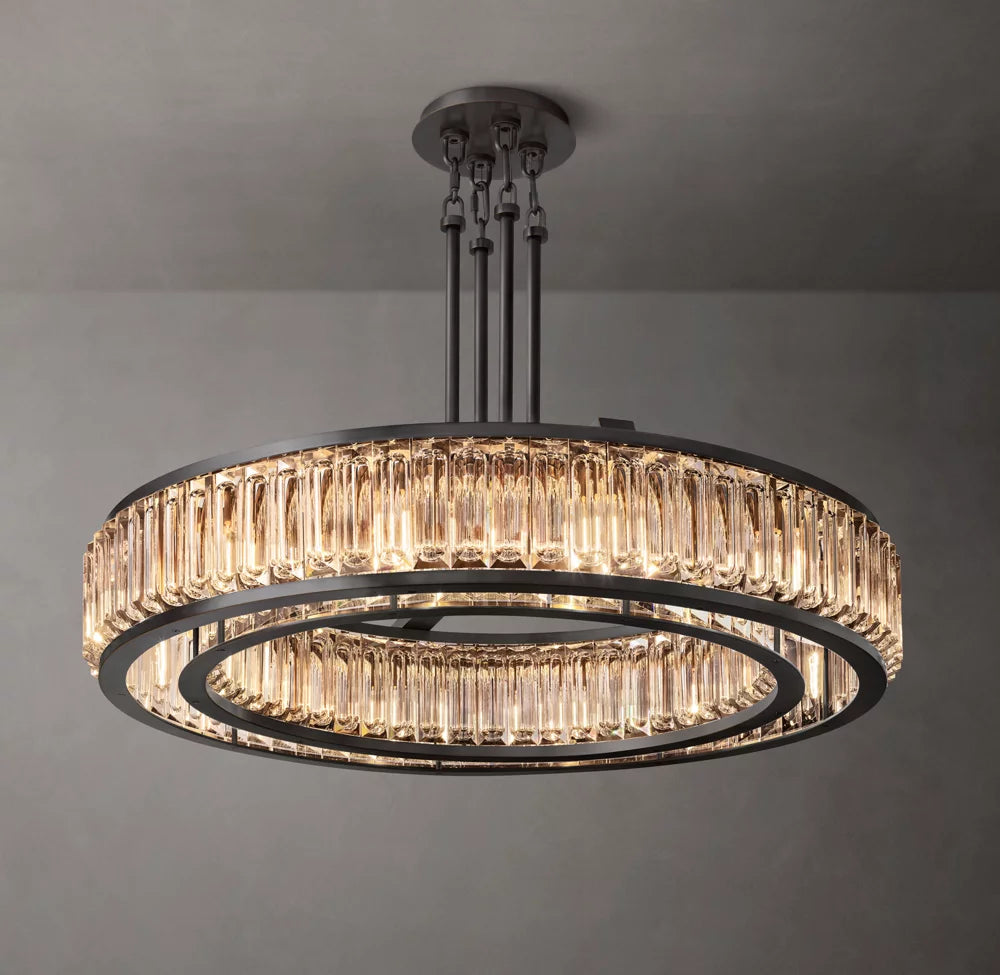 Optical Crystal Brass Disc Chandelier