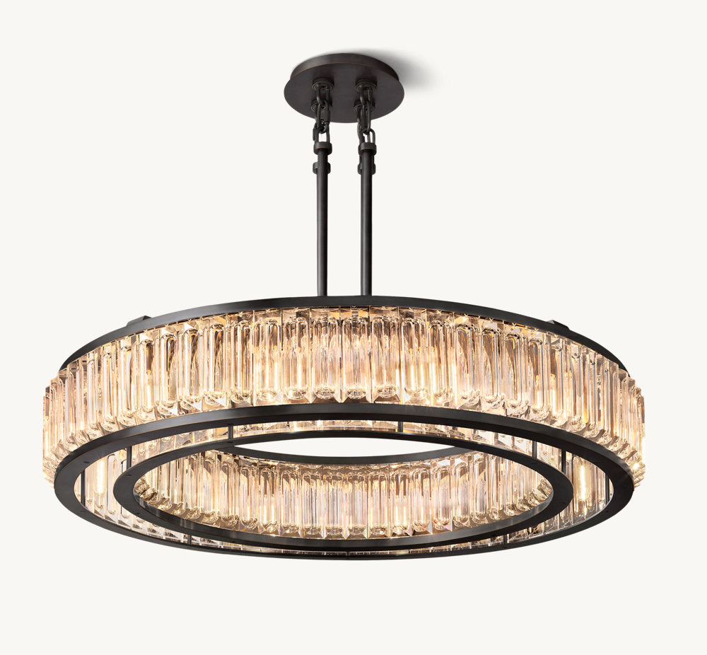 Optical Crystal Brass Disc Chandelier
