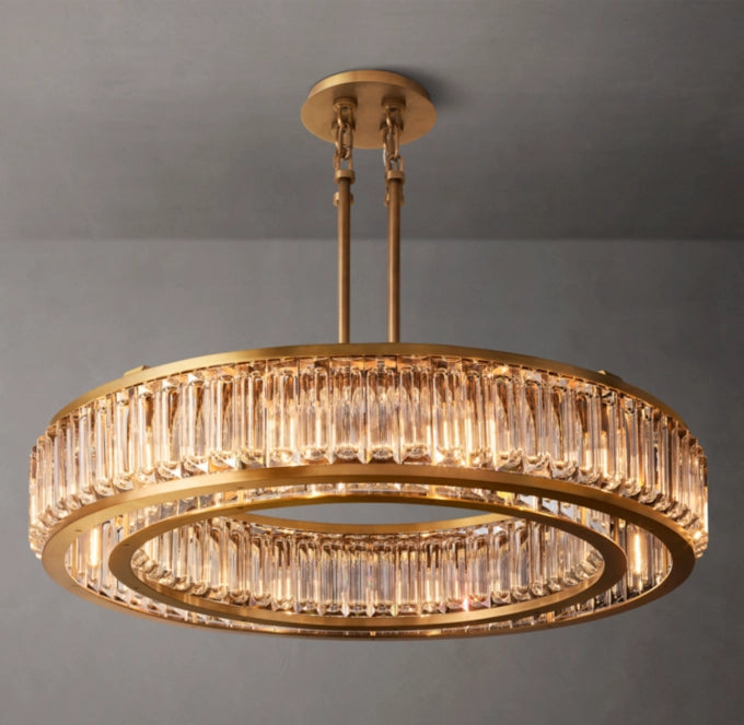 Optical Crystal Brass Disc Chandelier