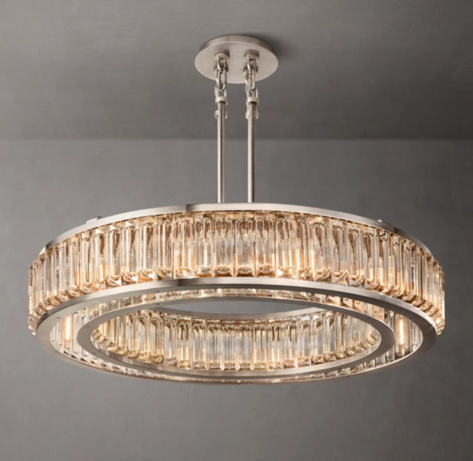 Optical Crystal Brass Disc Chandelier