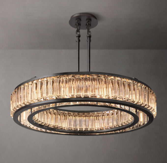 Optical Crystal Brass Disc Chandelier
