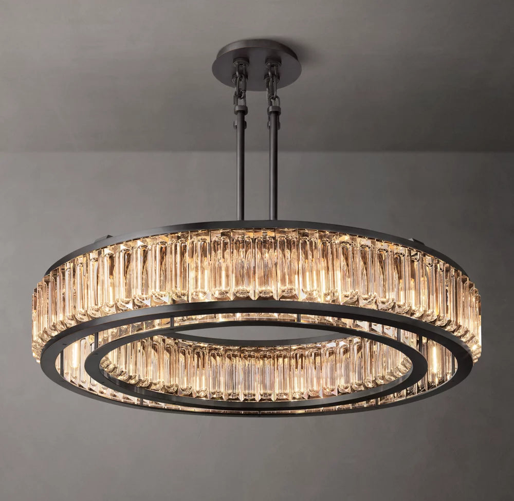 Optical Crystal Brass Disc Chandelier