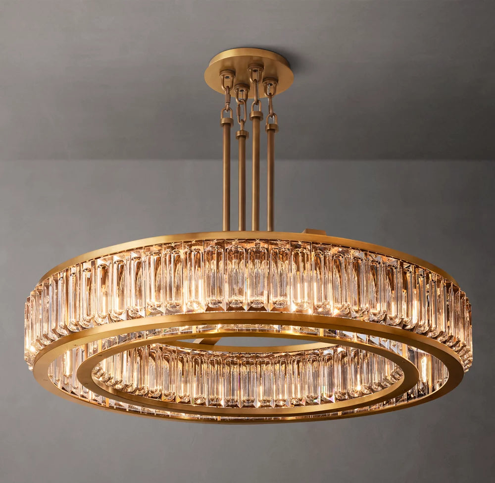 Optical Crystal Brass Disc Chandelier