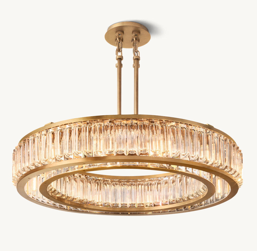 Optical Crystal Brass Disc Chandelier
