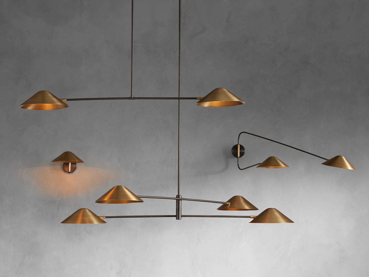 Pivoting Brass Midcentury Chandelier
