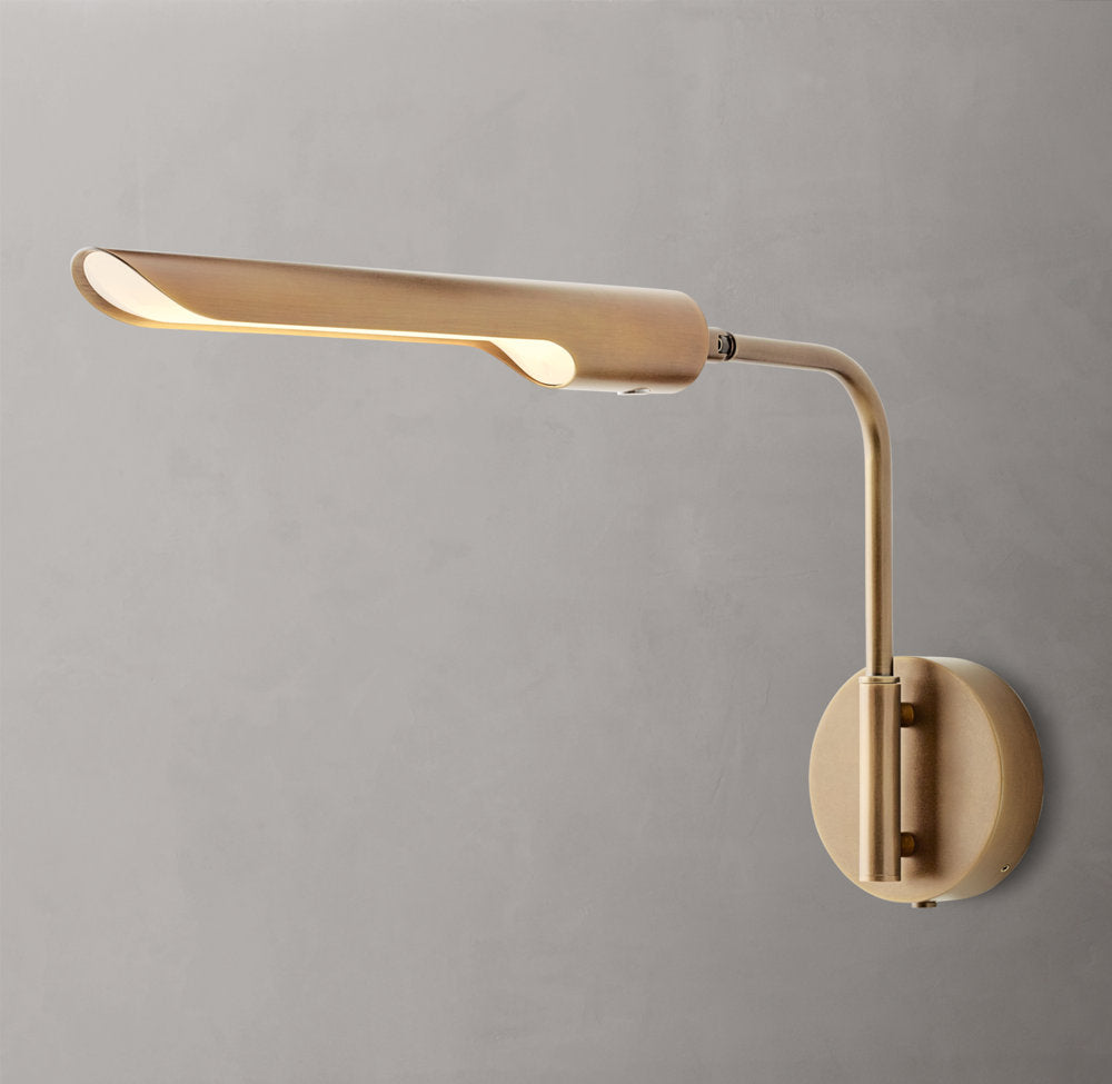 Plug-In Brass LED Reading Sconce