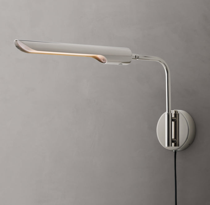 Plug-In Brass LED Reading Sconce
