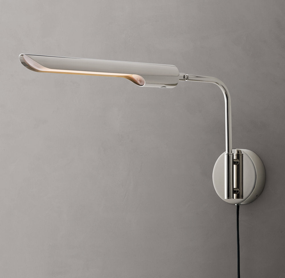 Plug-In Brass LED Reading Sconce