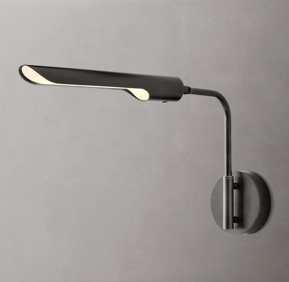 Plug-In Brass LED Reading Sconce