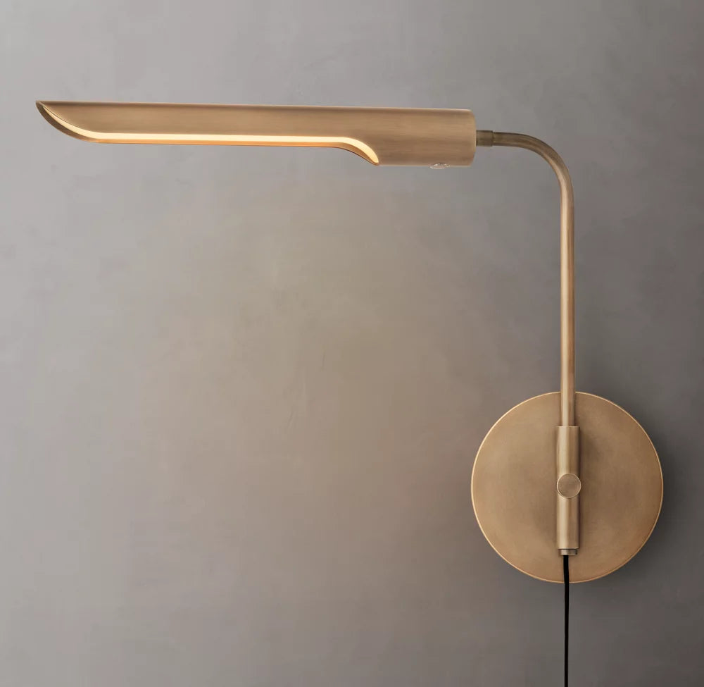 Plug-In Brass LED Reading Sconce