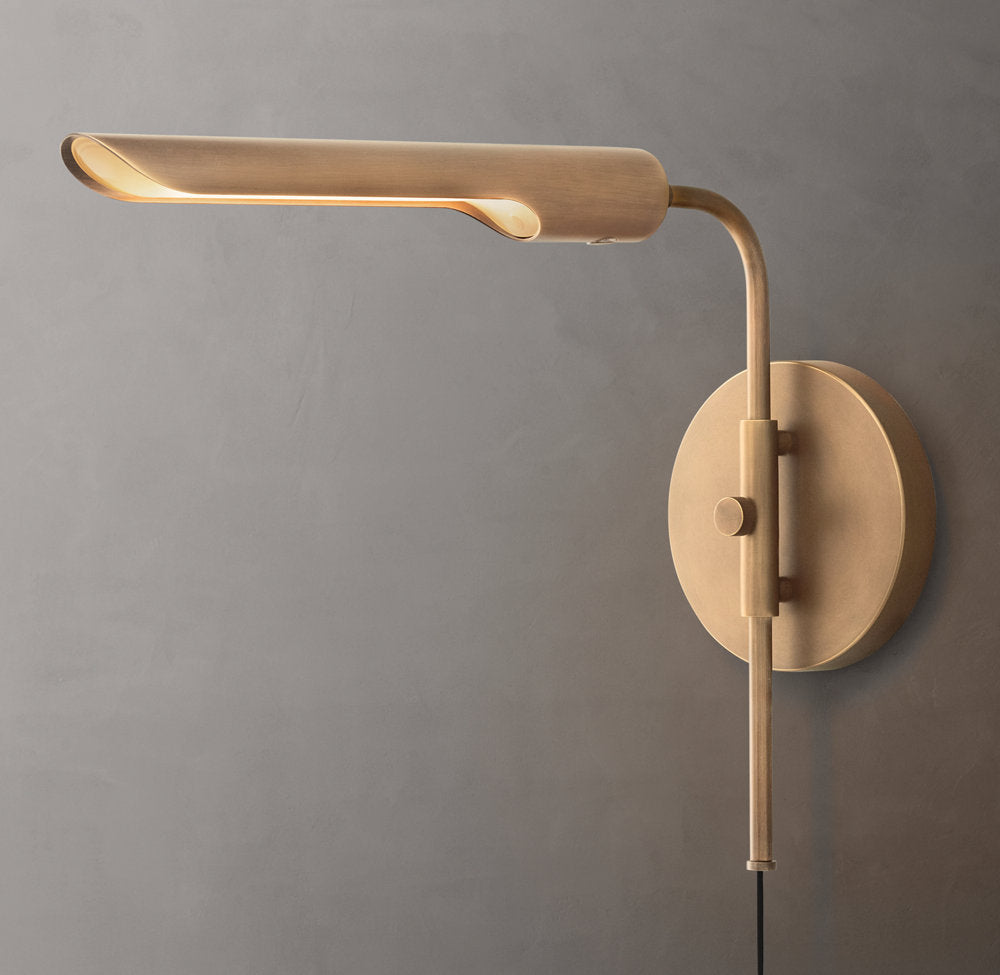Plug-In Brass LED Reading Sconce