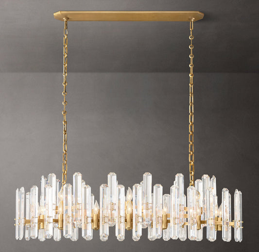 Polished Crystal Prism Island Chandelier