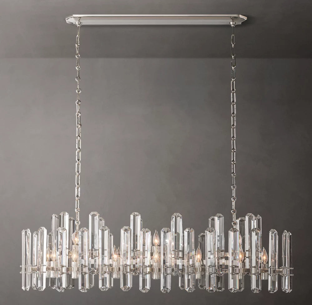 Polished Crystal Prism Island Chandelier