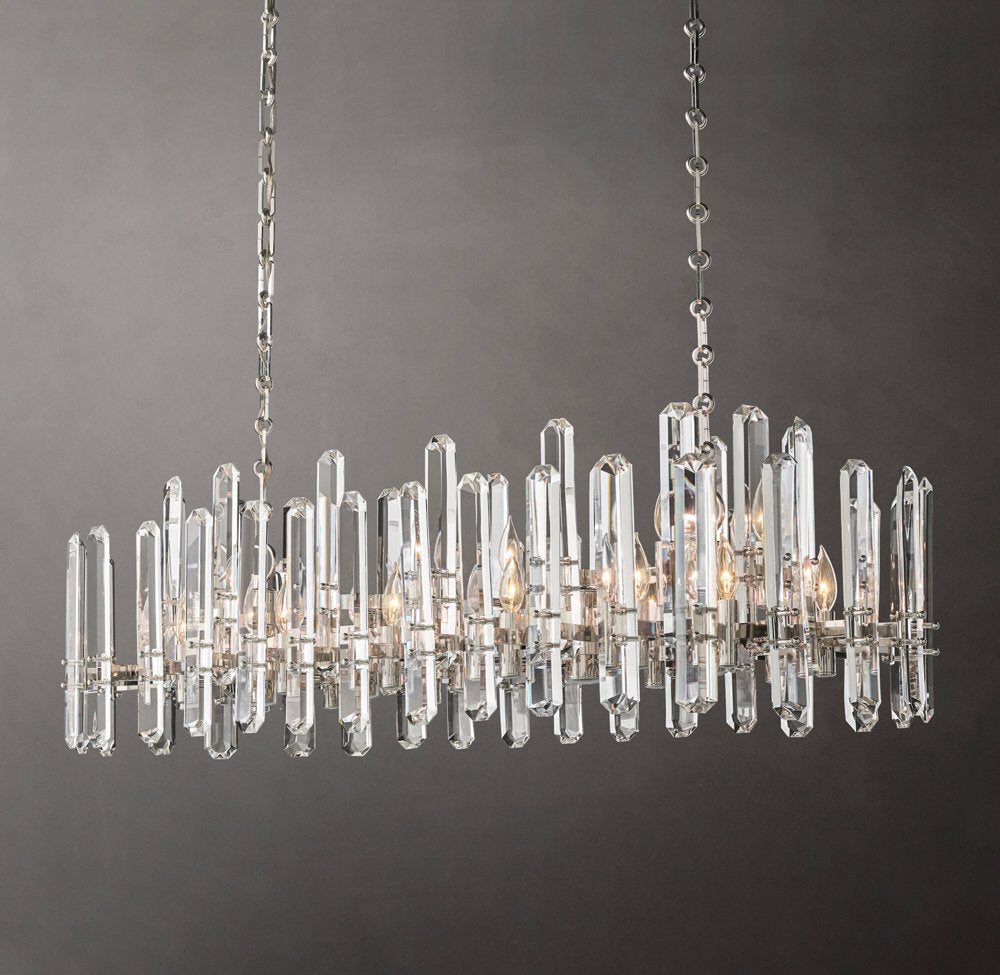 Polished Crystal Prism Island Chandelier